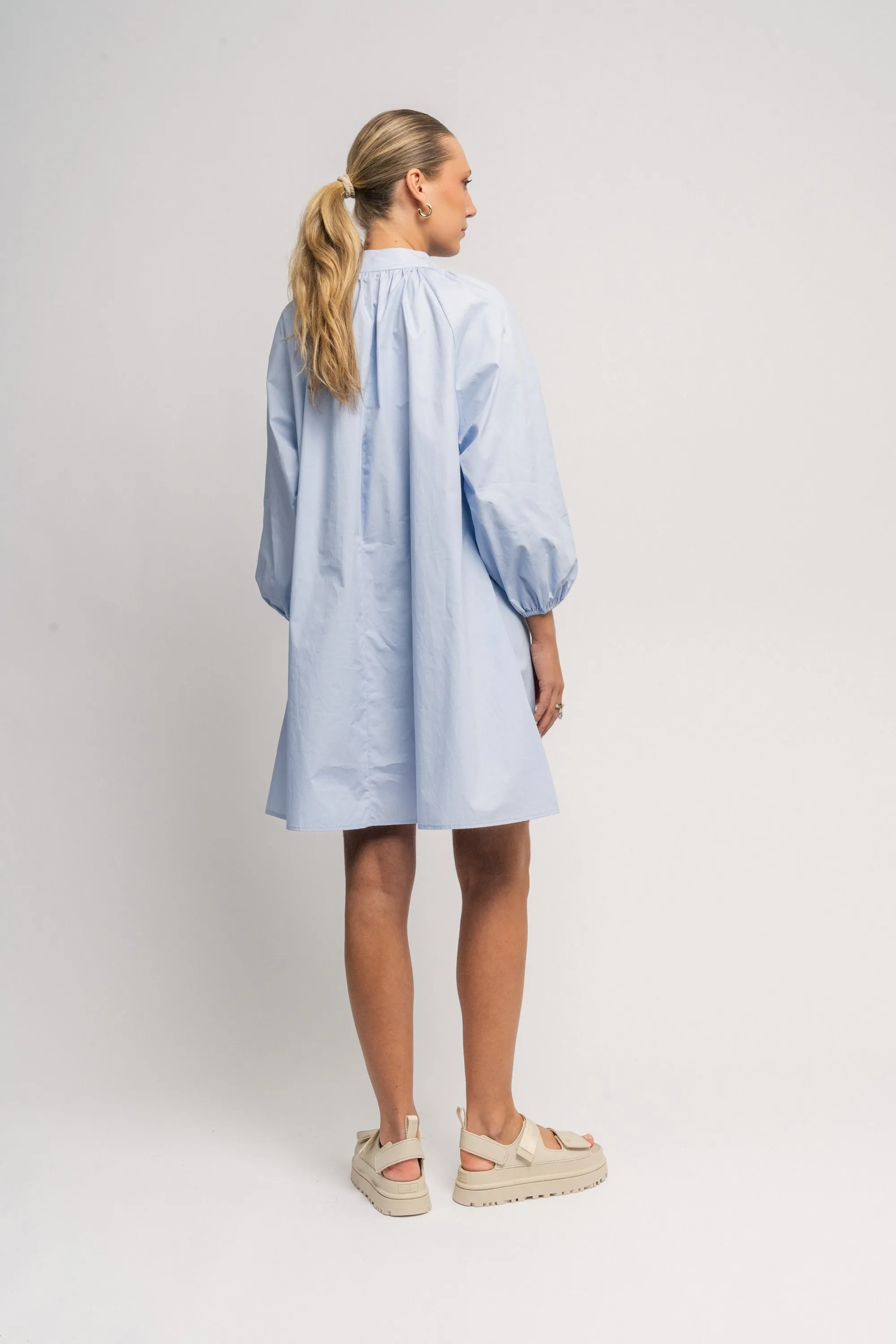 Poplin Bohemian Demi Dress - Light Blue
