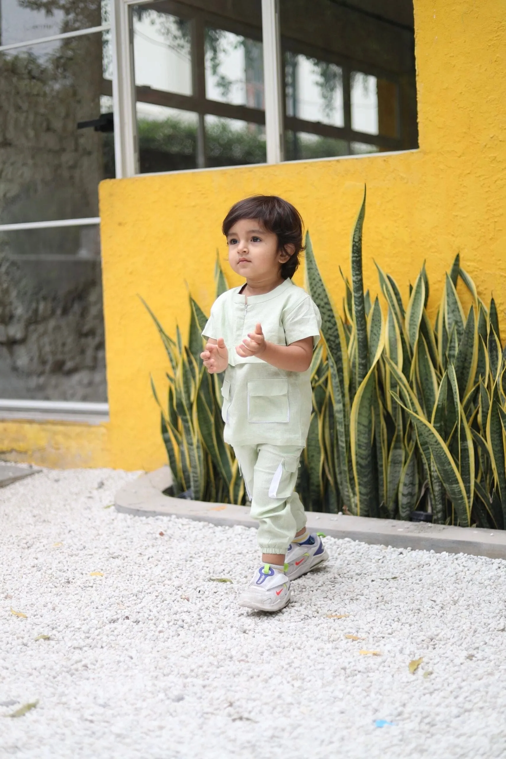 Pre-Order: Box Pleated Pure Linen  Premium Co-ords - Green