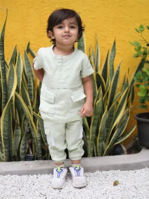 Pre-Order: Box Pleated Pure Linen  Premium Co-ords - Green