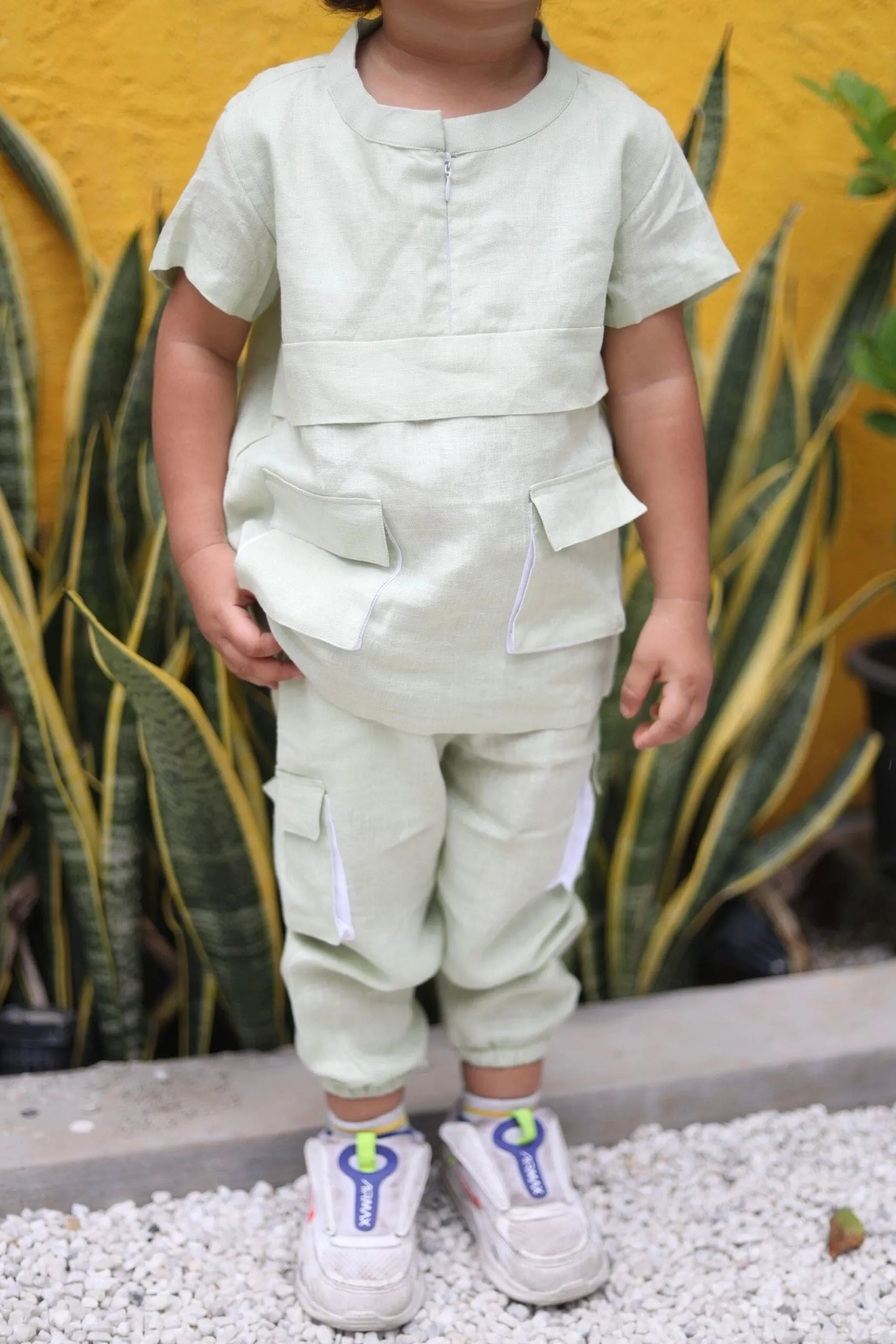 Pre-Order: Box Pleated Pure Linen  Premium Co-ords - Green
