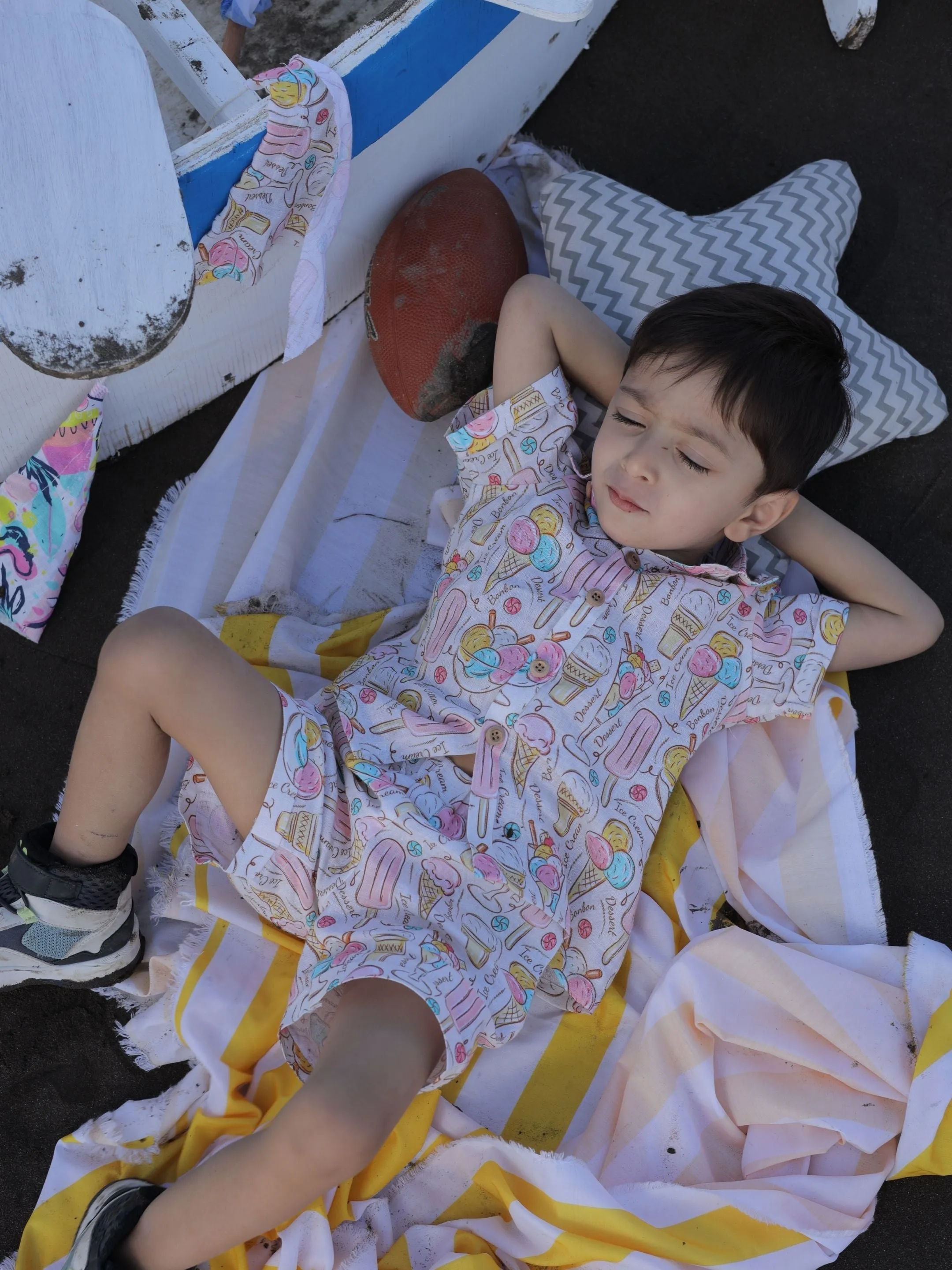 Pre-Order: Icecreams and Candies Printed Pure Linen  Premium Co-ords