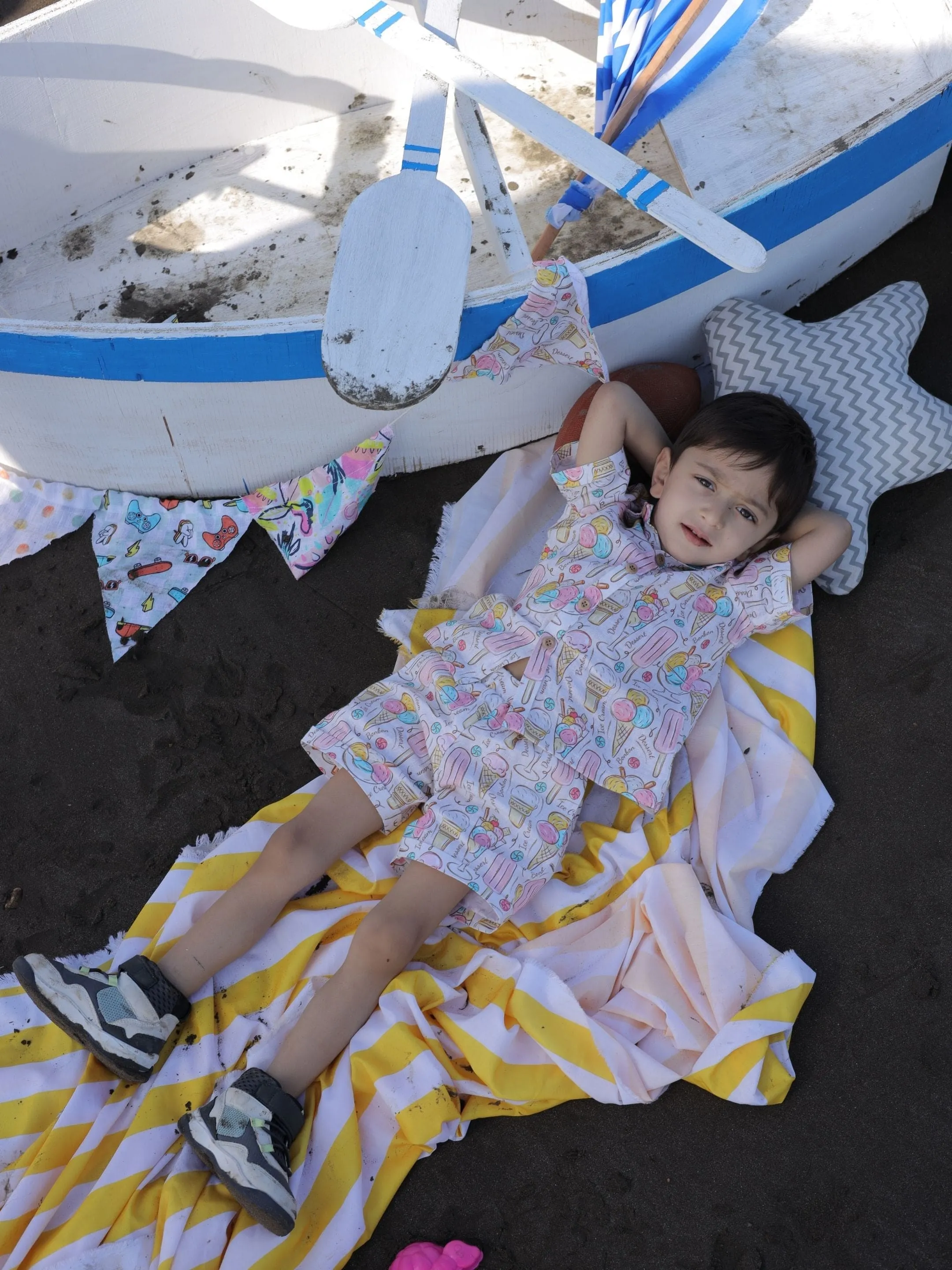 Pre-Order: Icecreams and Candies Printed Pure Linen  Premium Co-ords