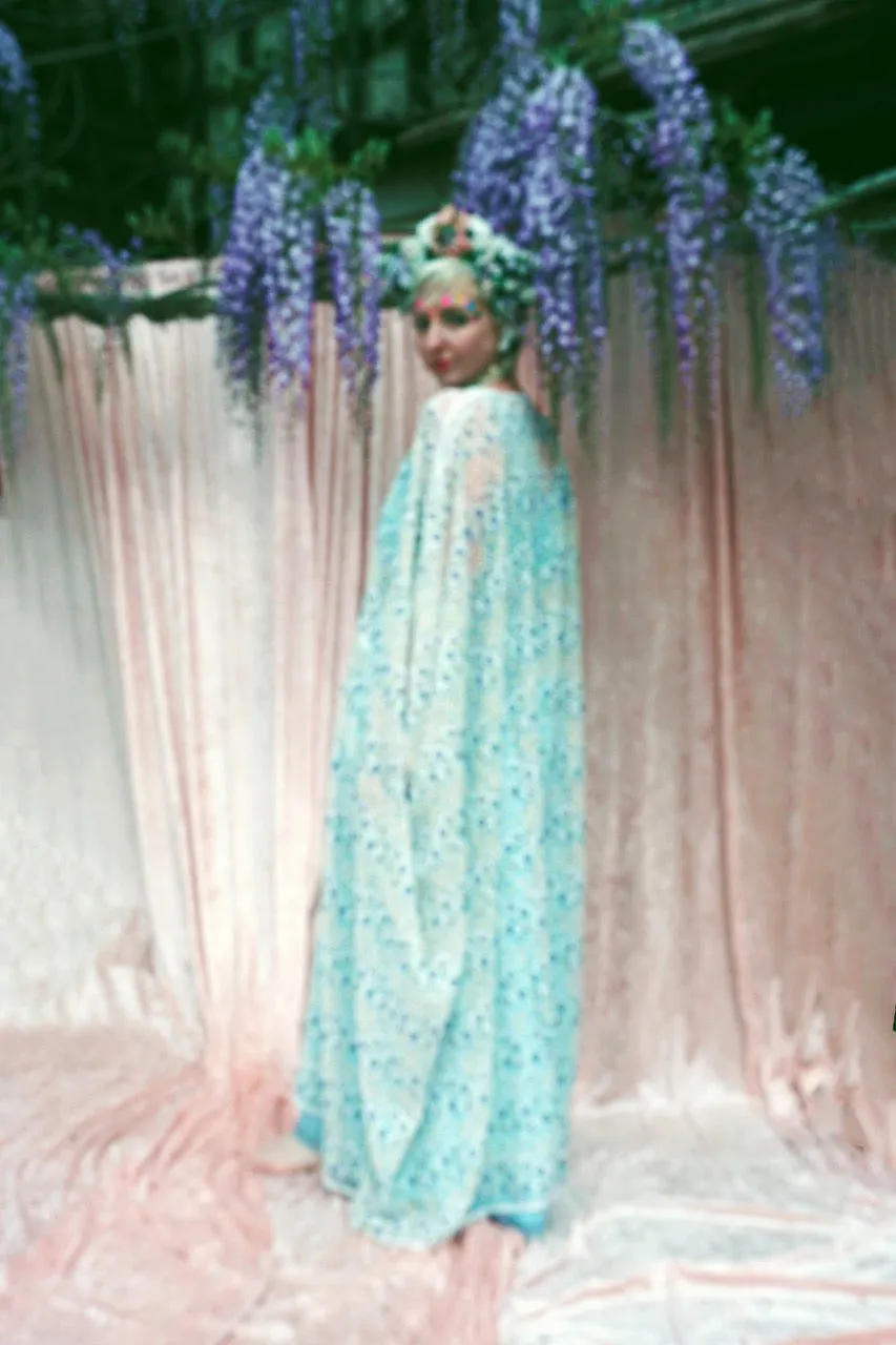 Pretty embroidered lace floral White dainty Kaftan Dress