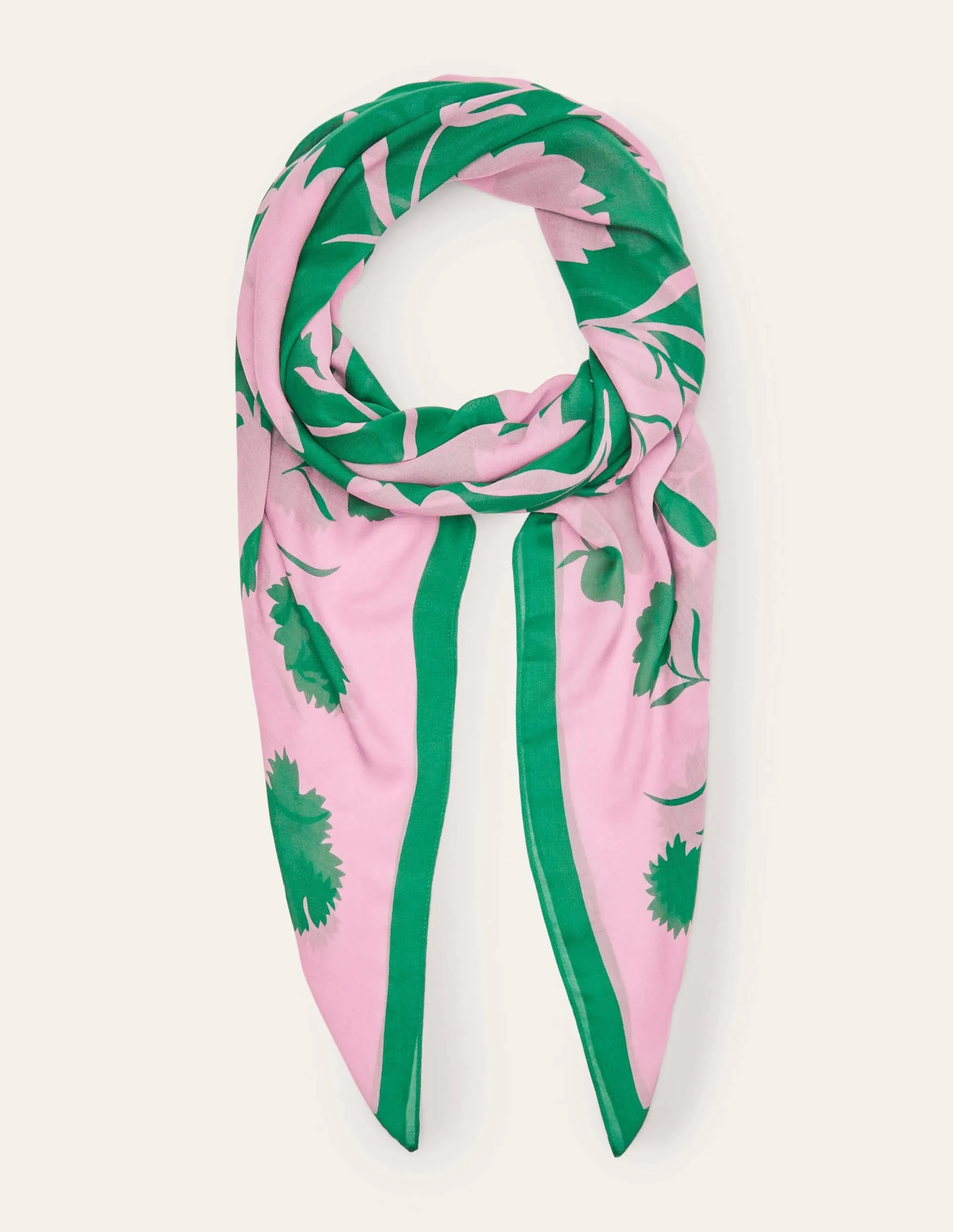 Print Scarf-Pink Lemonade, Leafy Bud