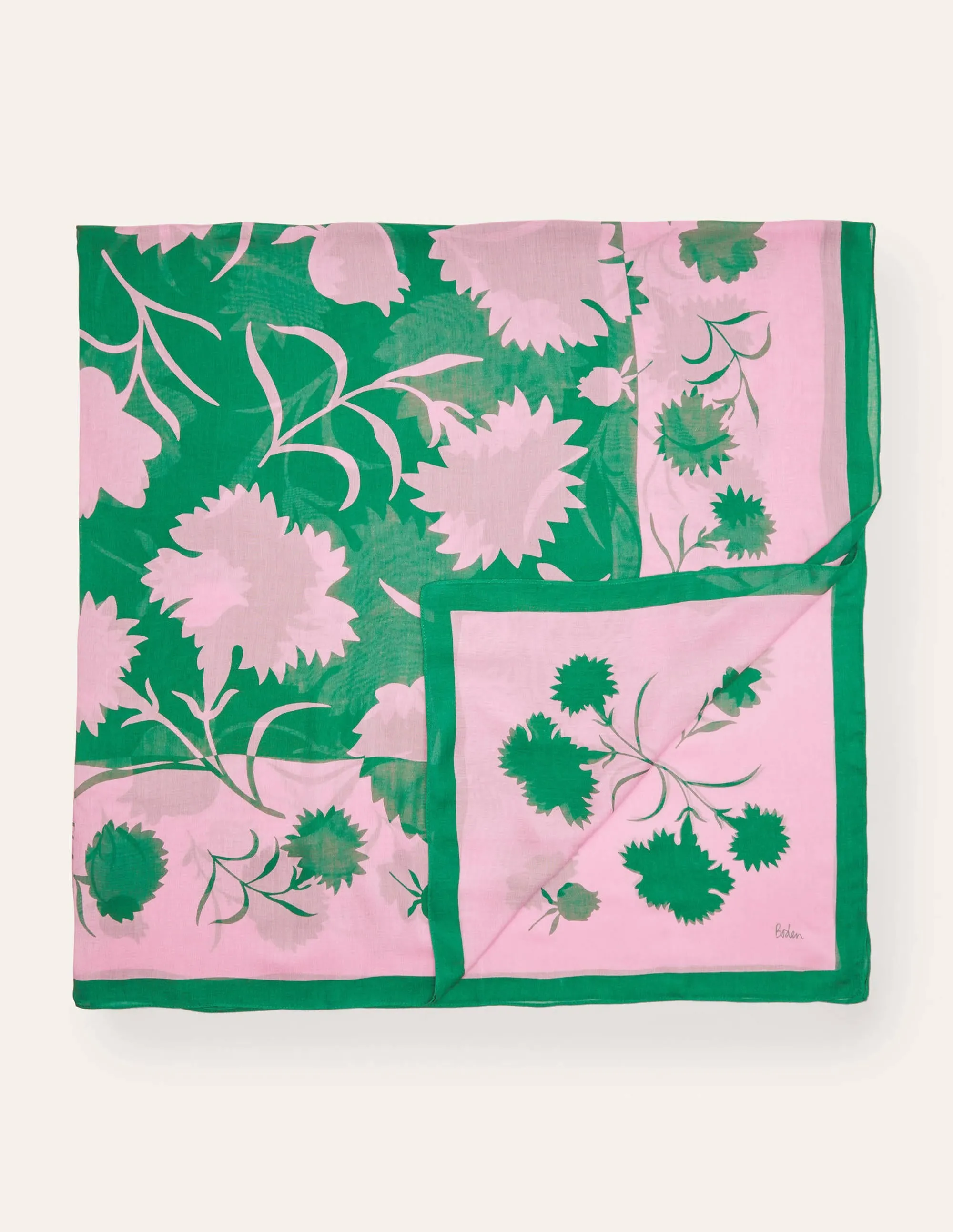 Print Scarf-Pink Lemonade, Leafy Bud