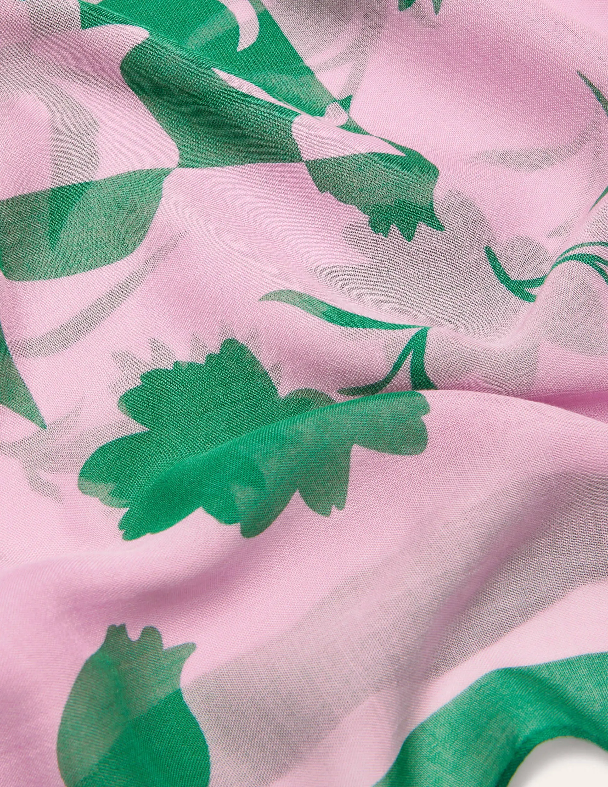 Print Scarf-Pink Lemonade, Leafy Bud
