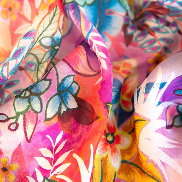 Printed Printed Silk Square Scarf in Lush Tropical