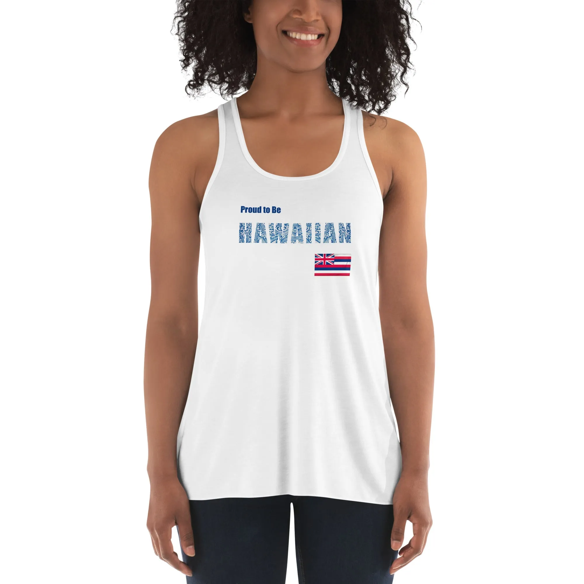 Proud to Be Hawaiian Tattoo Design Women's Flowy Racerback Tank