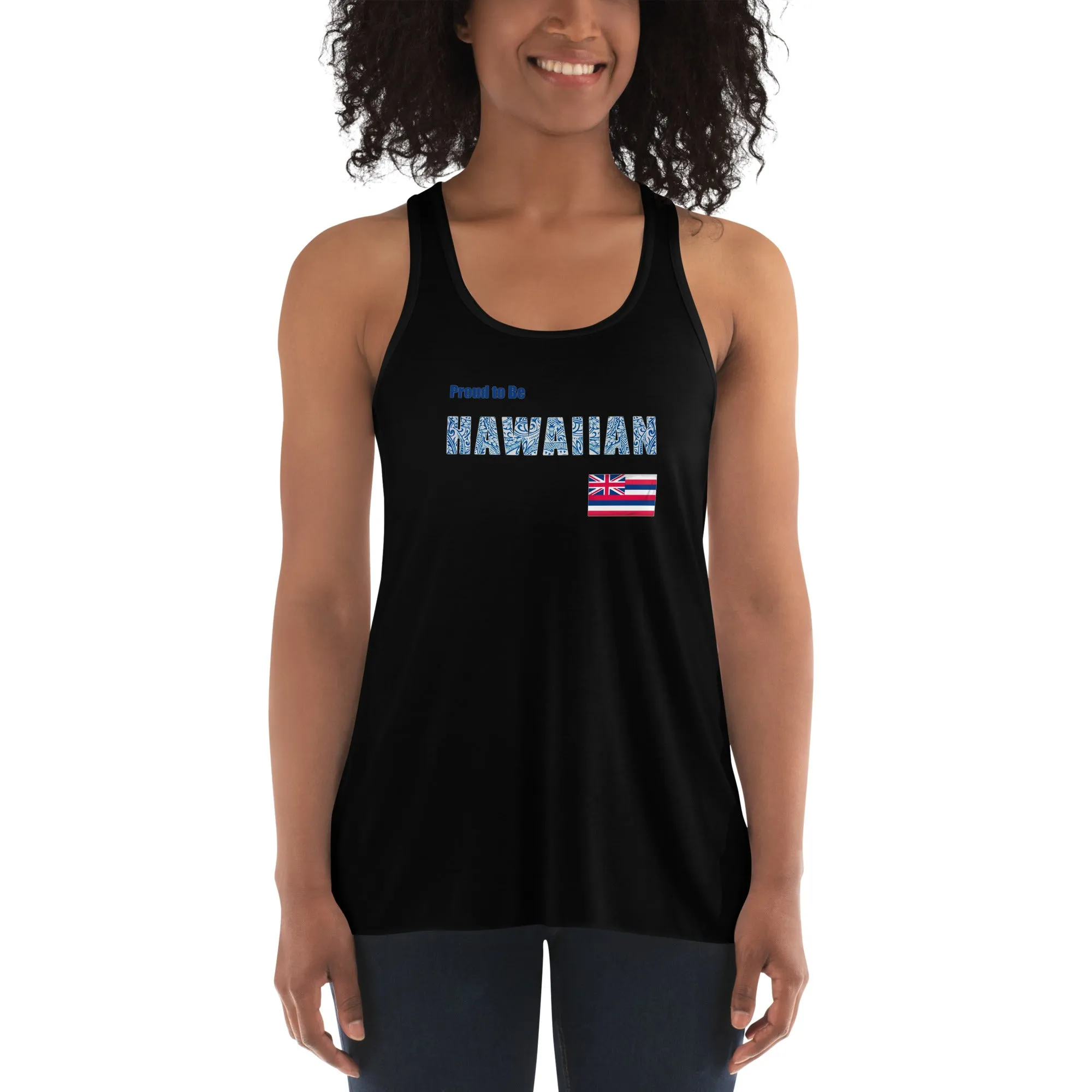 Proud to Be Hawaiian Tattoo Design Women's Flowy Racerback Tank