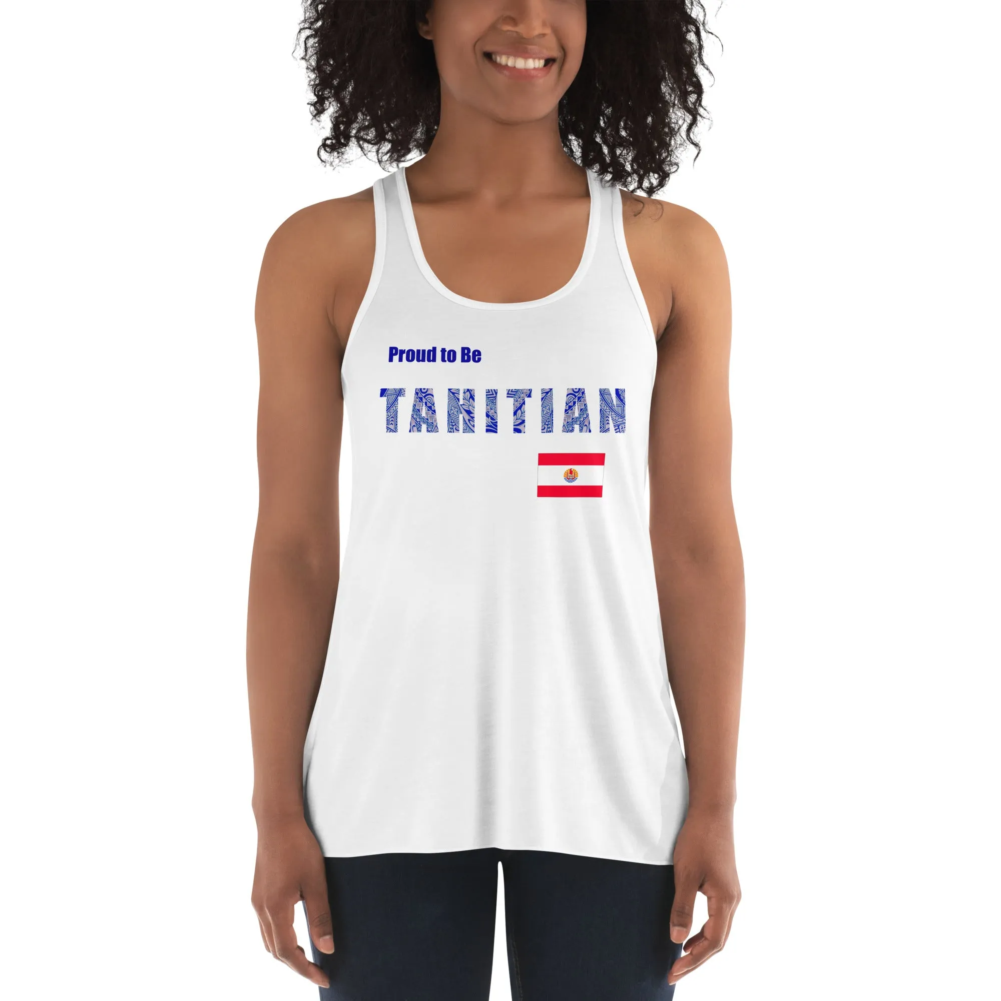 Proud to Be Tahitian Women's Flowy Racerback Tank