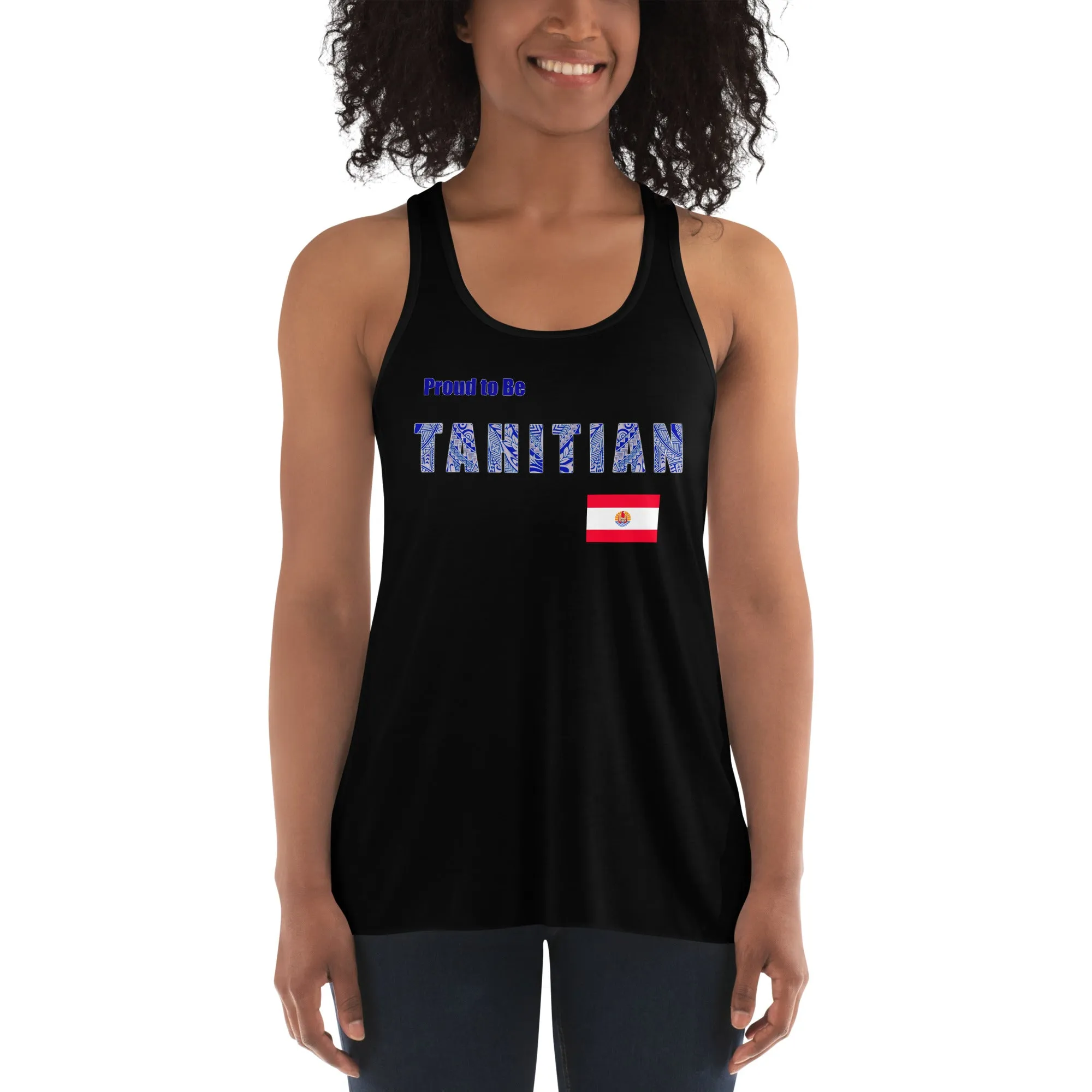 Proud to Be Tahitian Women's Flowy Racerback Tank