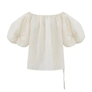 Puff Sleeve Off-Shoulder Jacquard Top