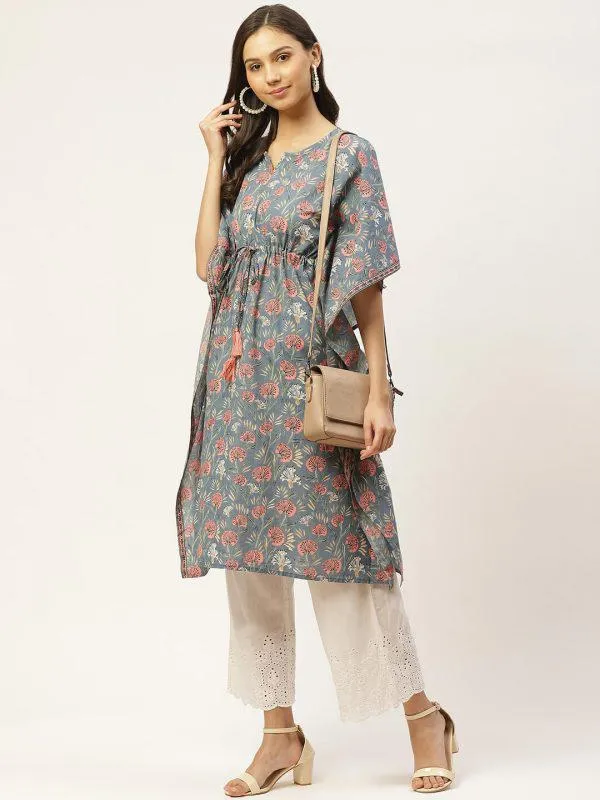 Pure Cotton Blue Kaftan Kurta