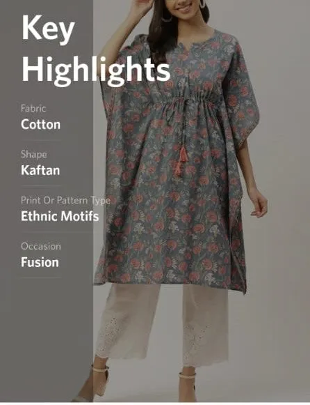 Pure Cotton Blue Kaftan Kurta