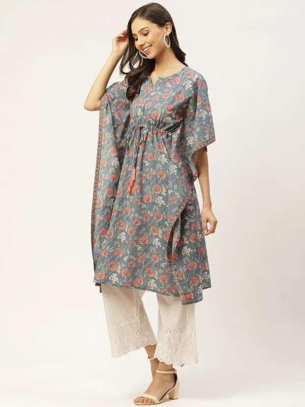 Pure Cotton Blue Kaftan Kurta