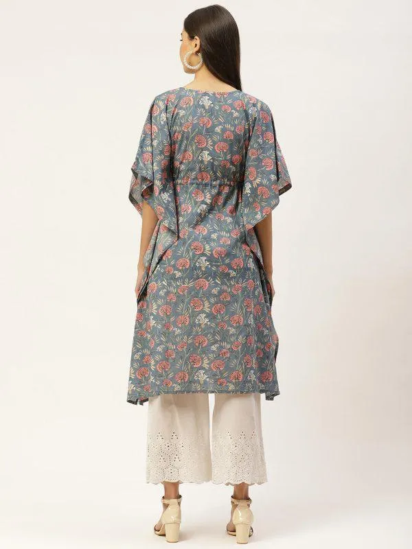 Pure Cotton Blue Kaftan Kurta