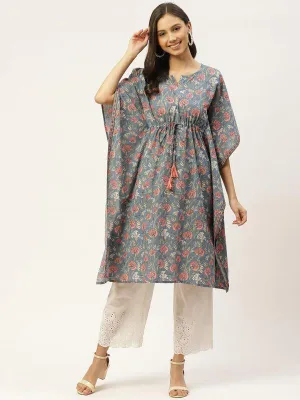 Pure Cotton Blue Kaftan Kurta
