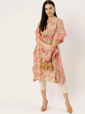 Pure Cotton Green & Pink Kaftan
