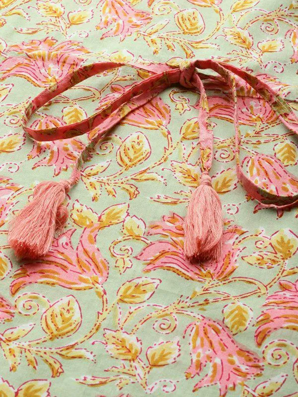 Pure Cotton Green & Pink Kaftan