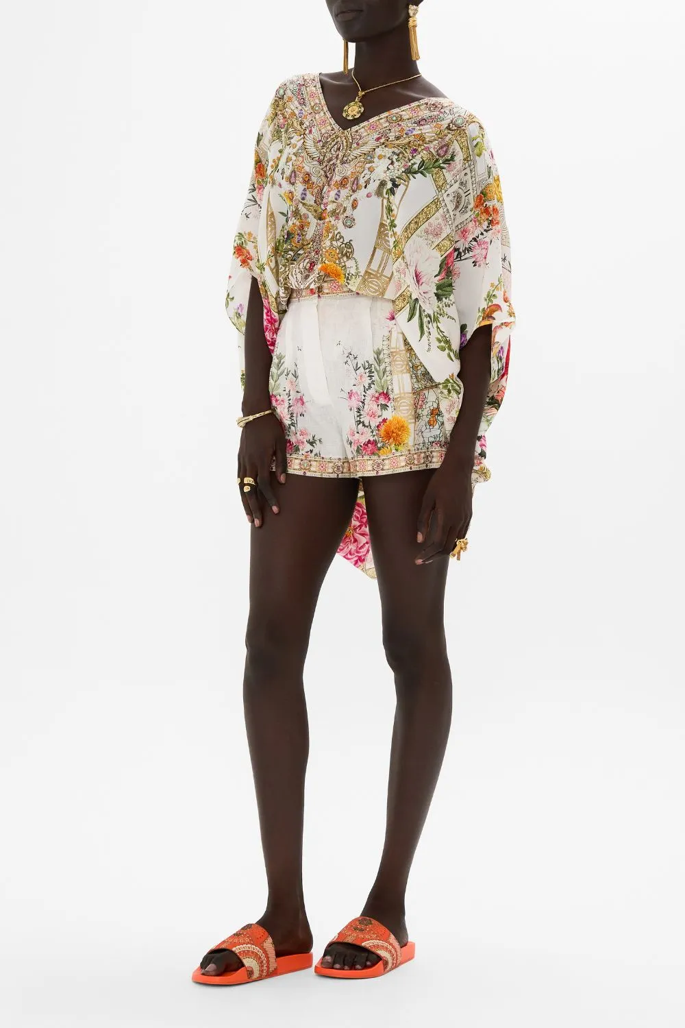 RECTANGULAR V NECK KAFTAN EGYPTIAN ROSE