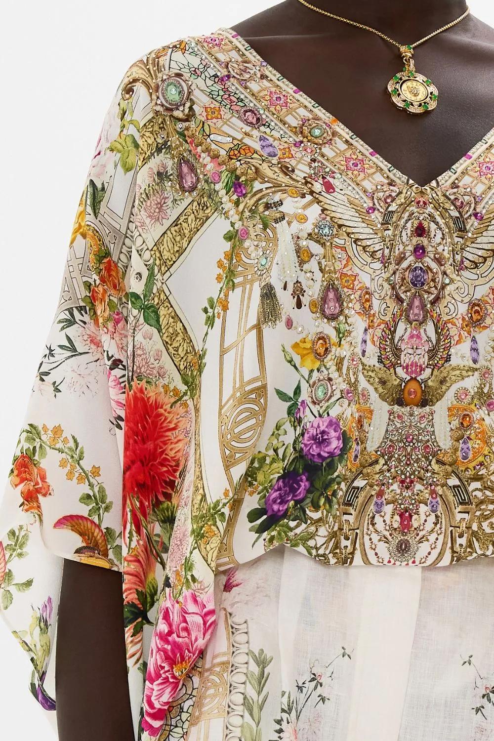 RECTANGULAR V NECK KAFTAN EGYPTIAN ROSE