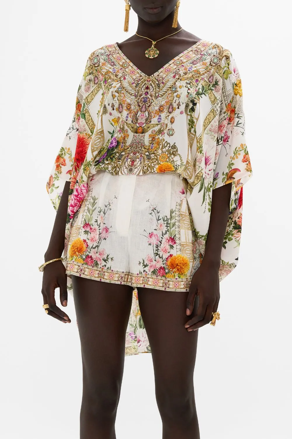 RECTANGULAR V NECK KAFTAN EGYPTIAN ROSE