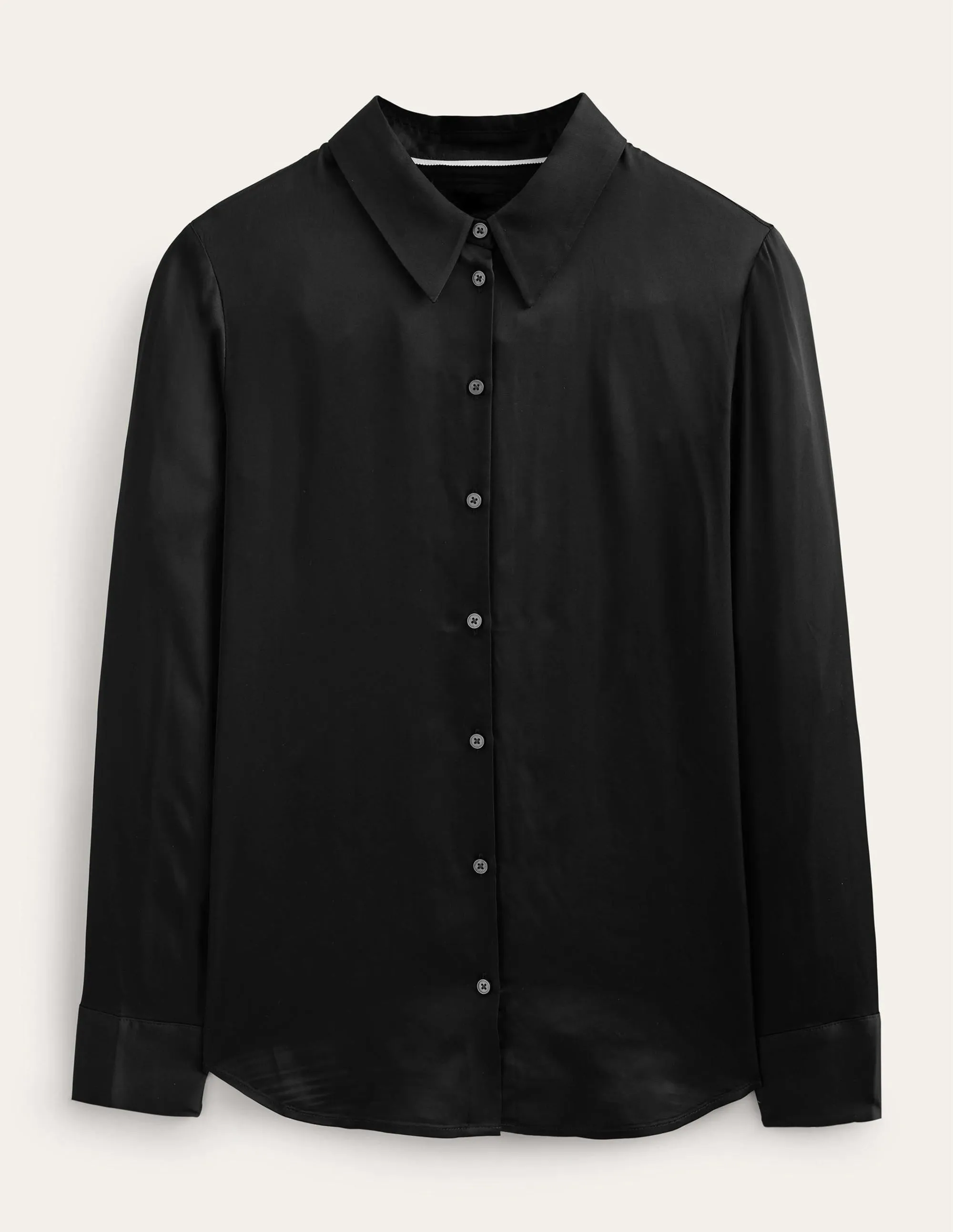 Relaxed Satin Shirt-Black