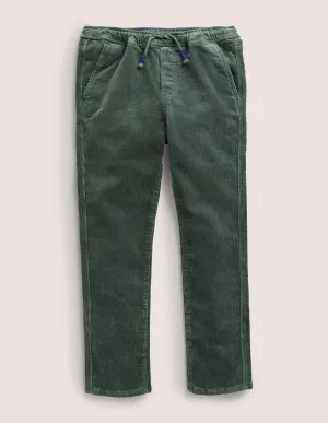Relaxed Slim Pull-on Trousers-Pottery Green Cord