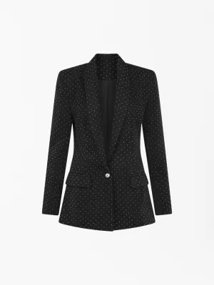 Rhinestone Embellished Blazer Jacket in Black