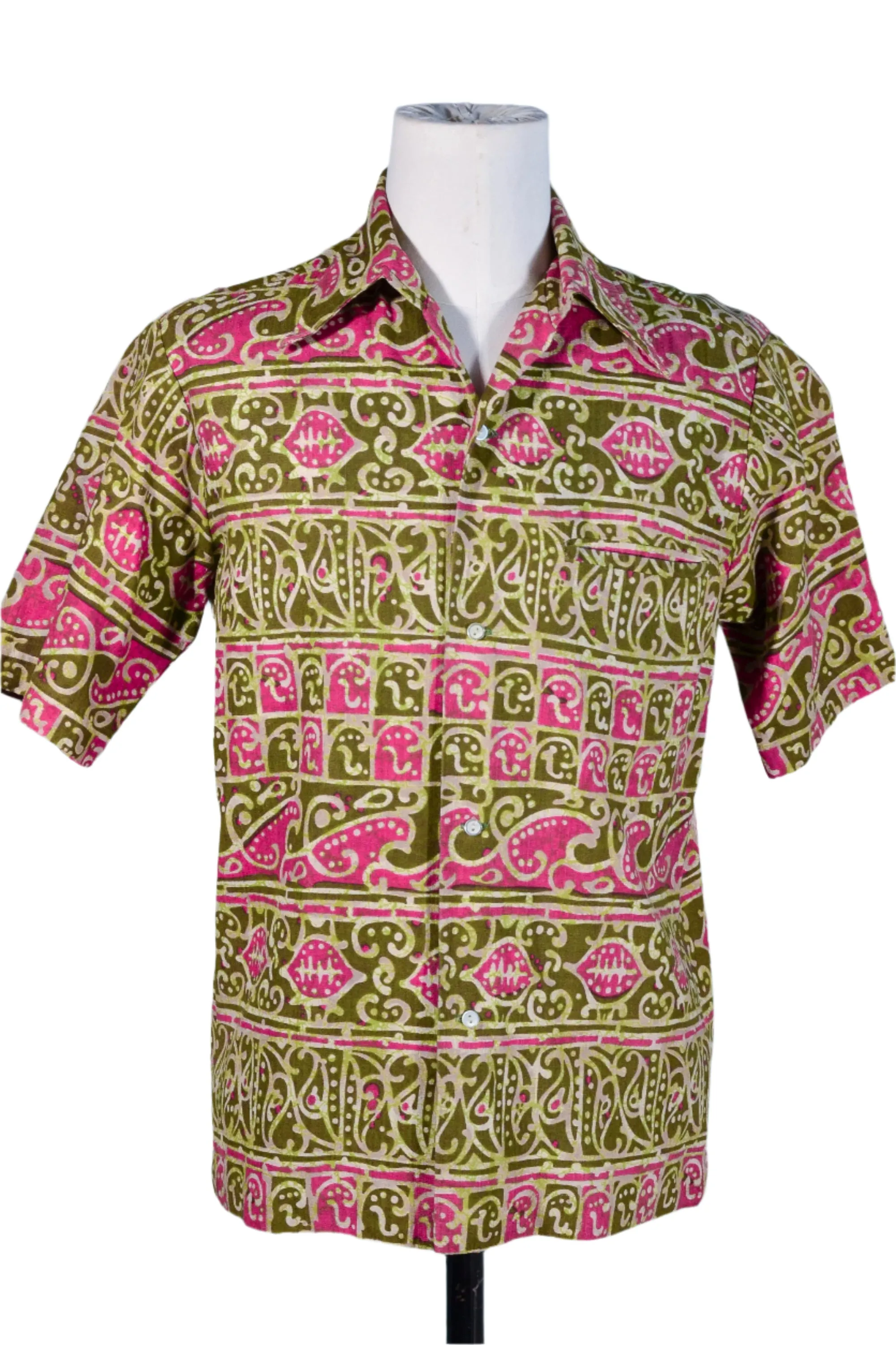 Sears Hawaii Vintage 60s/70s Hawaiian Shirt Barkcloth Aloha Shirt, M