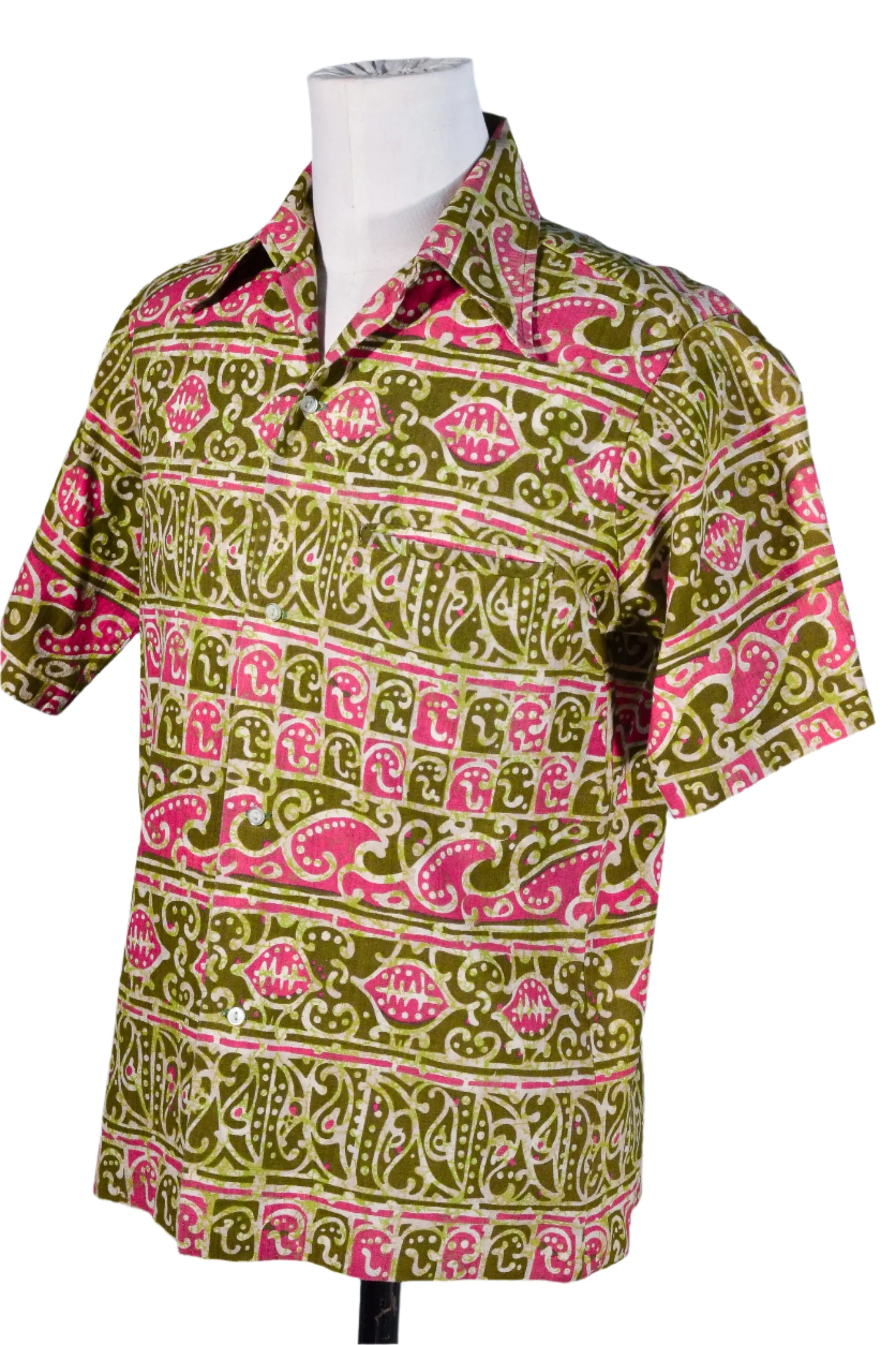 Sears Hawaii Vintage 60s/70s Hawaiian Shirt Barkcloth Aloha Shirt, M