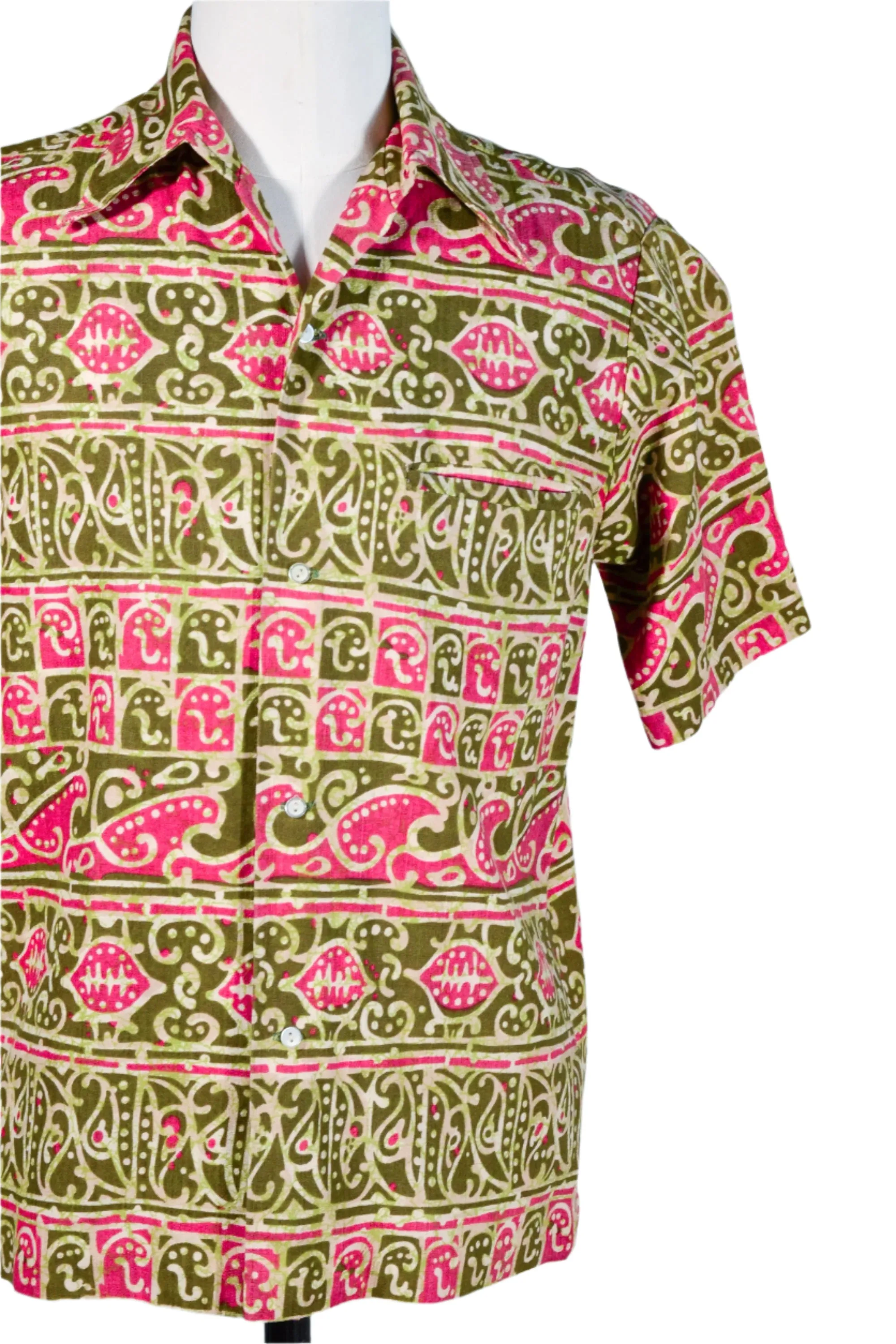Sears Hawaii Vintage 60s/70s Hawaiian Shirt Barkcloth Aloha Shirt, M