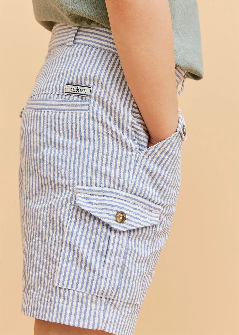 Seersucker Blue Cargo Shorts