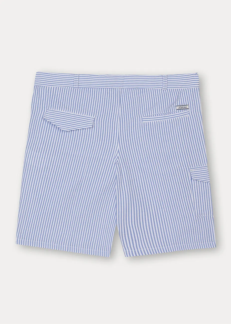 Seersucker Blue Cargo Shorts