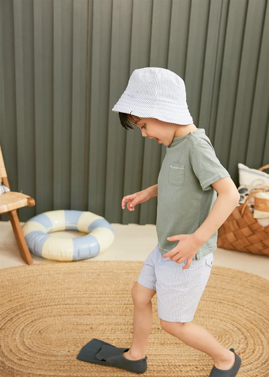 Seersucker Blue Cargo Shorts