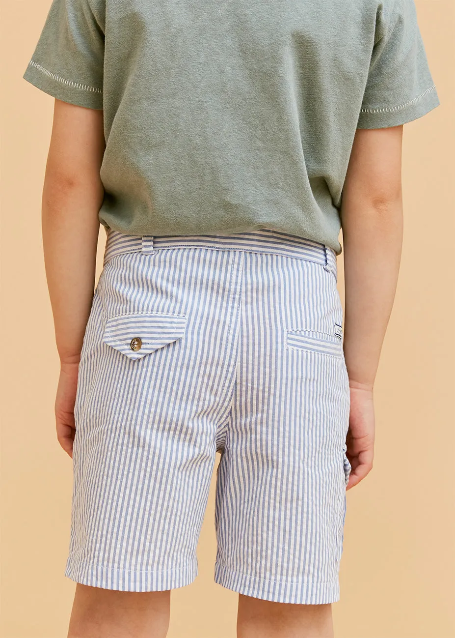 Seersucker Blue Cargo Shorts