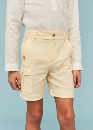 Seersucker Vanilla Yellow Cargo Shorts