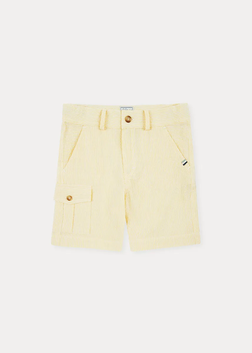 Seersucker Vanilla Yellow Cargo Shorts