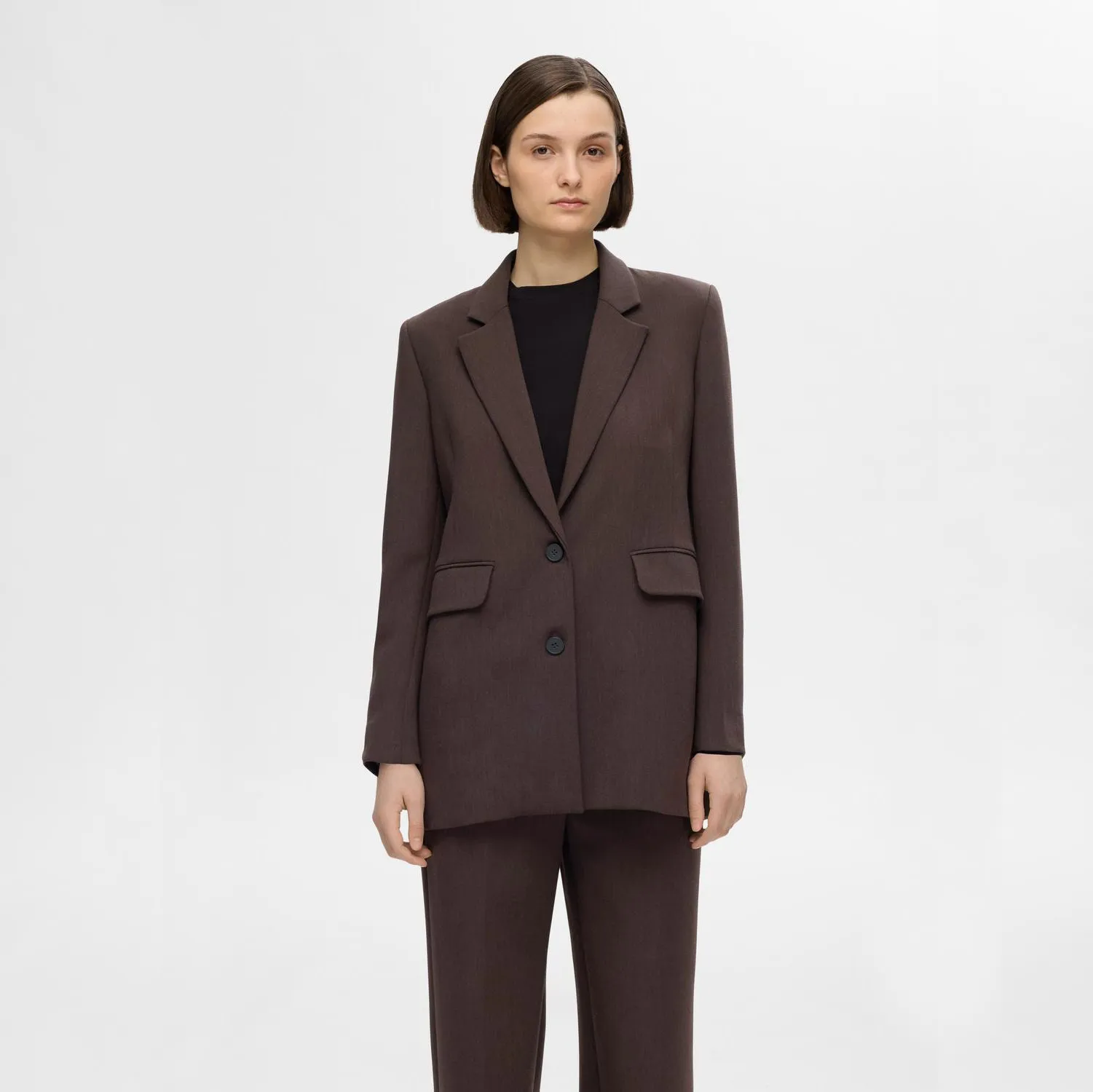 Selected Rita relaxed blazer, Coffee Bean Melange