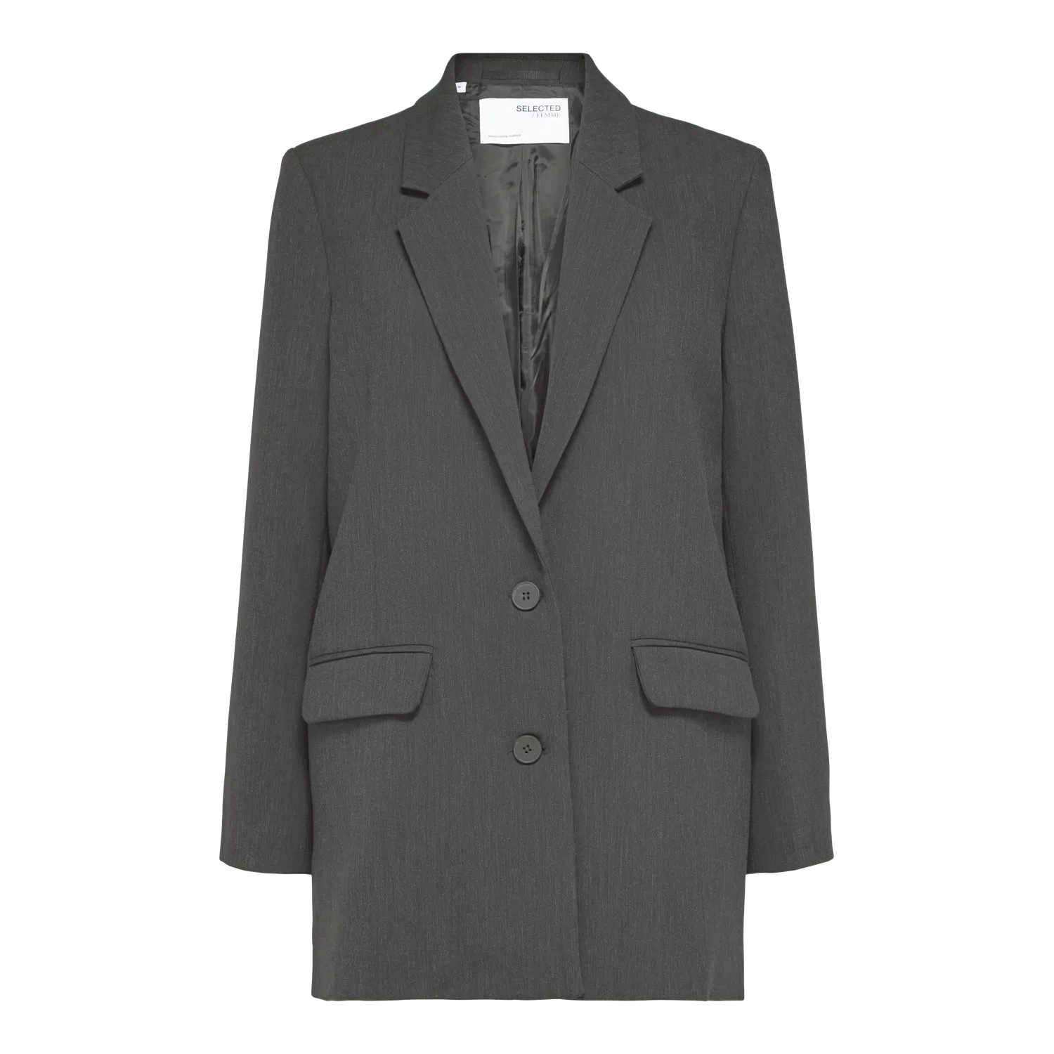 Selected Rita relaxed blazer, Dark Grey Melange