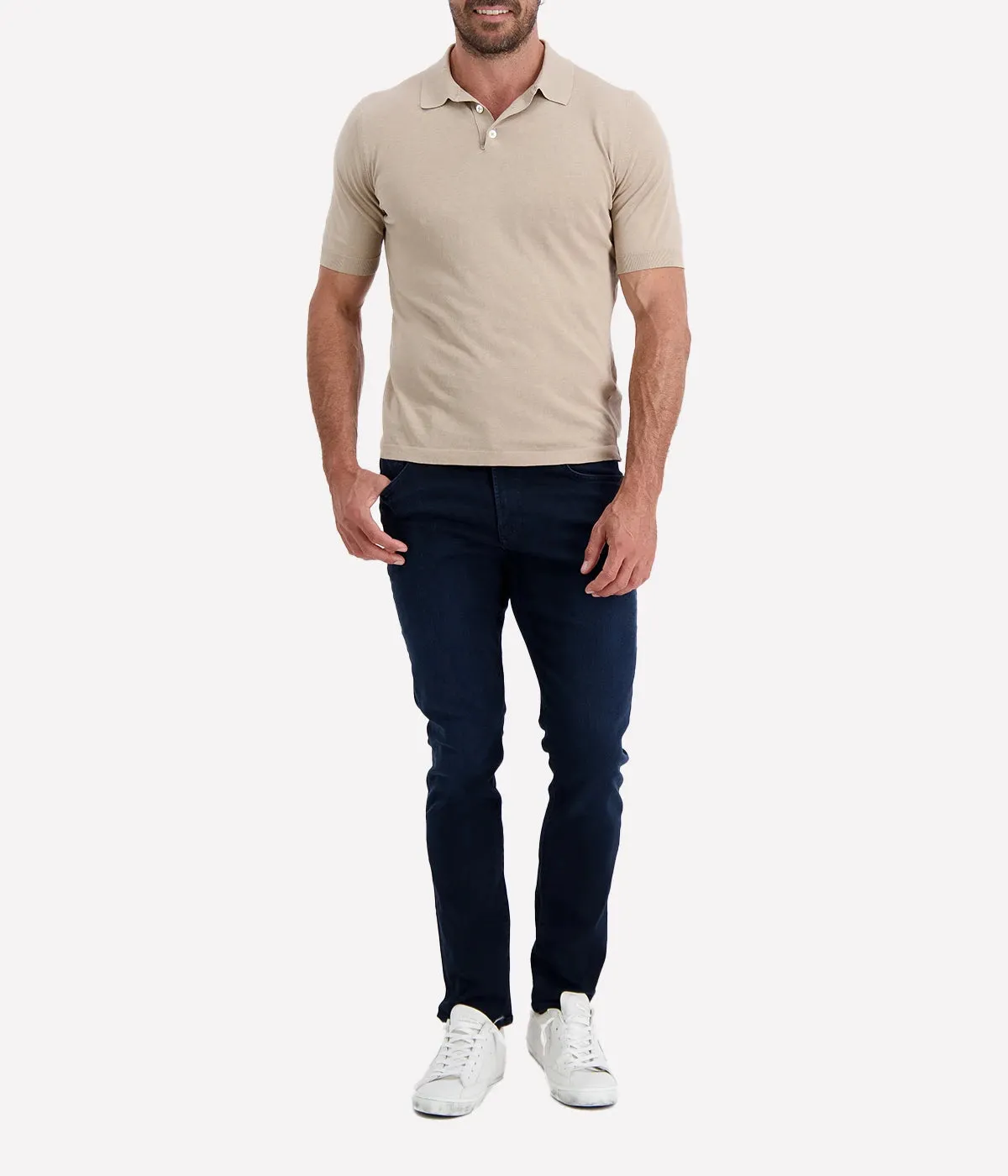 Short Sleeve Polo in Light Melange