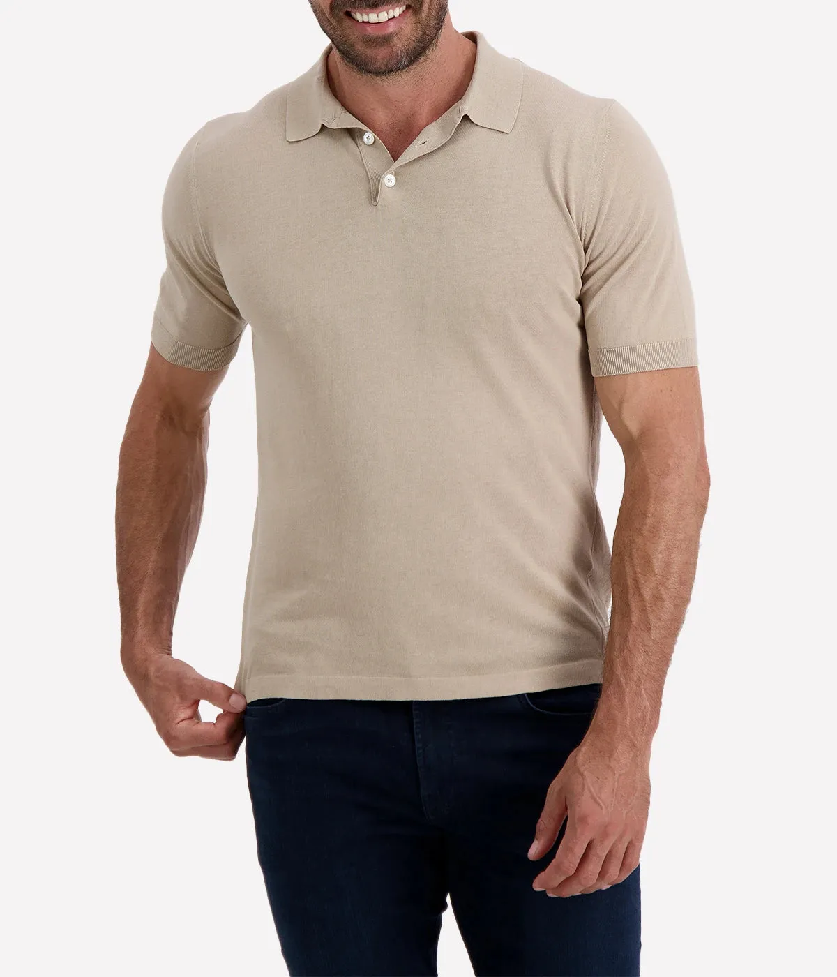Short Sleeve Polo in Light Melange