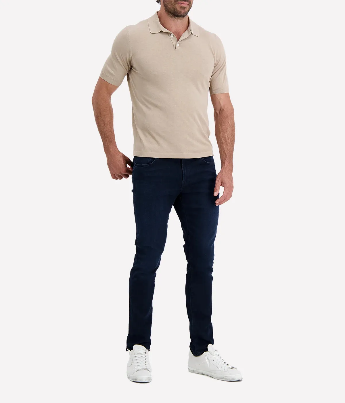 Short Sleeve Polo in Light Melange