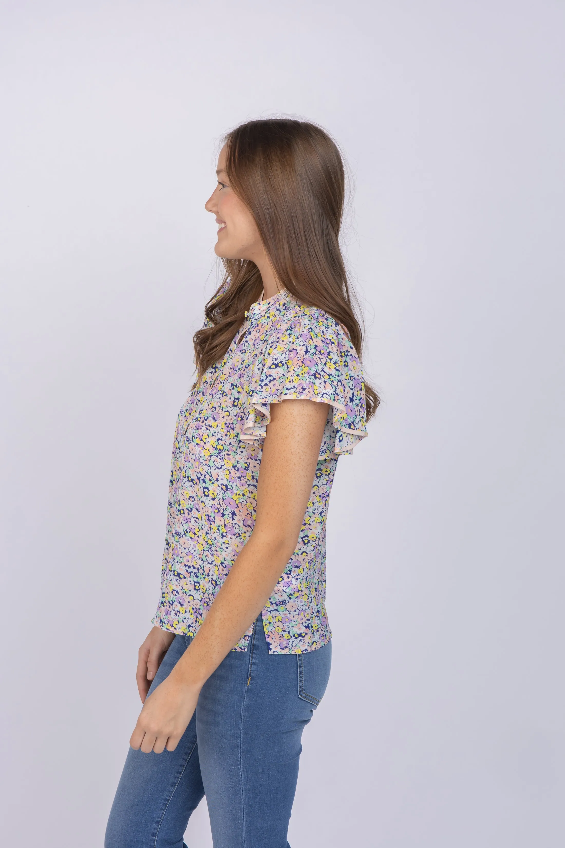 Shoshanna Tavi Top in Blush/Navy