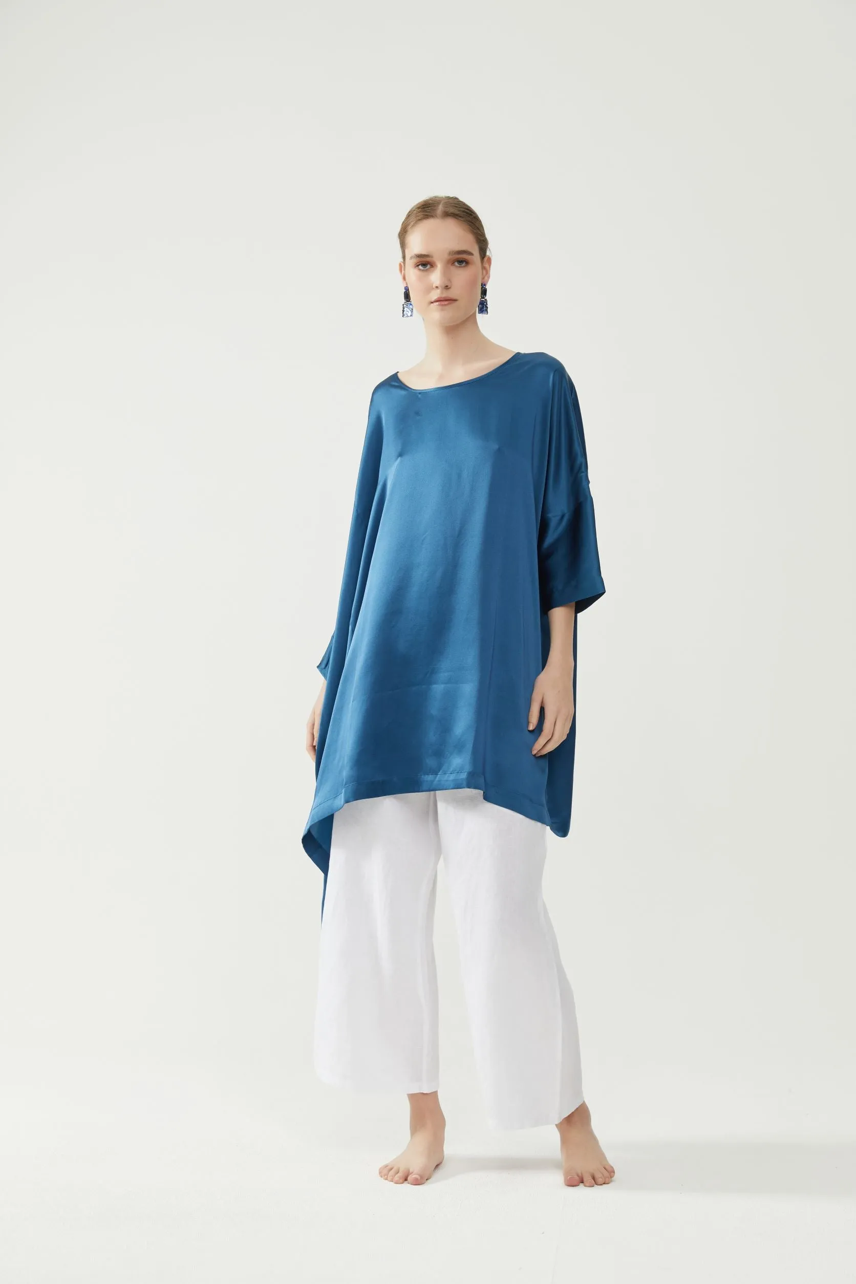 Silk Kaftan - Aegean Blue