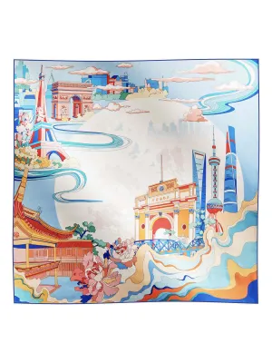 SILKINC Suhe Creek and Seine Flowing Water Silk Scarf