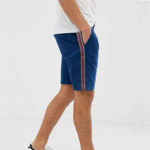 Smart Fit Cotton Side Stripes Blue Shorts