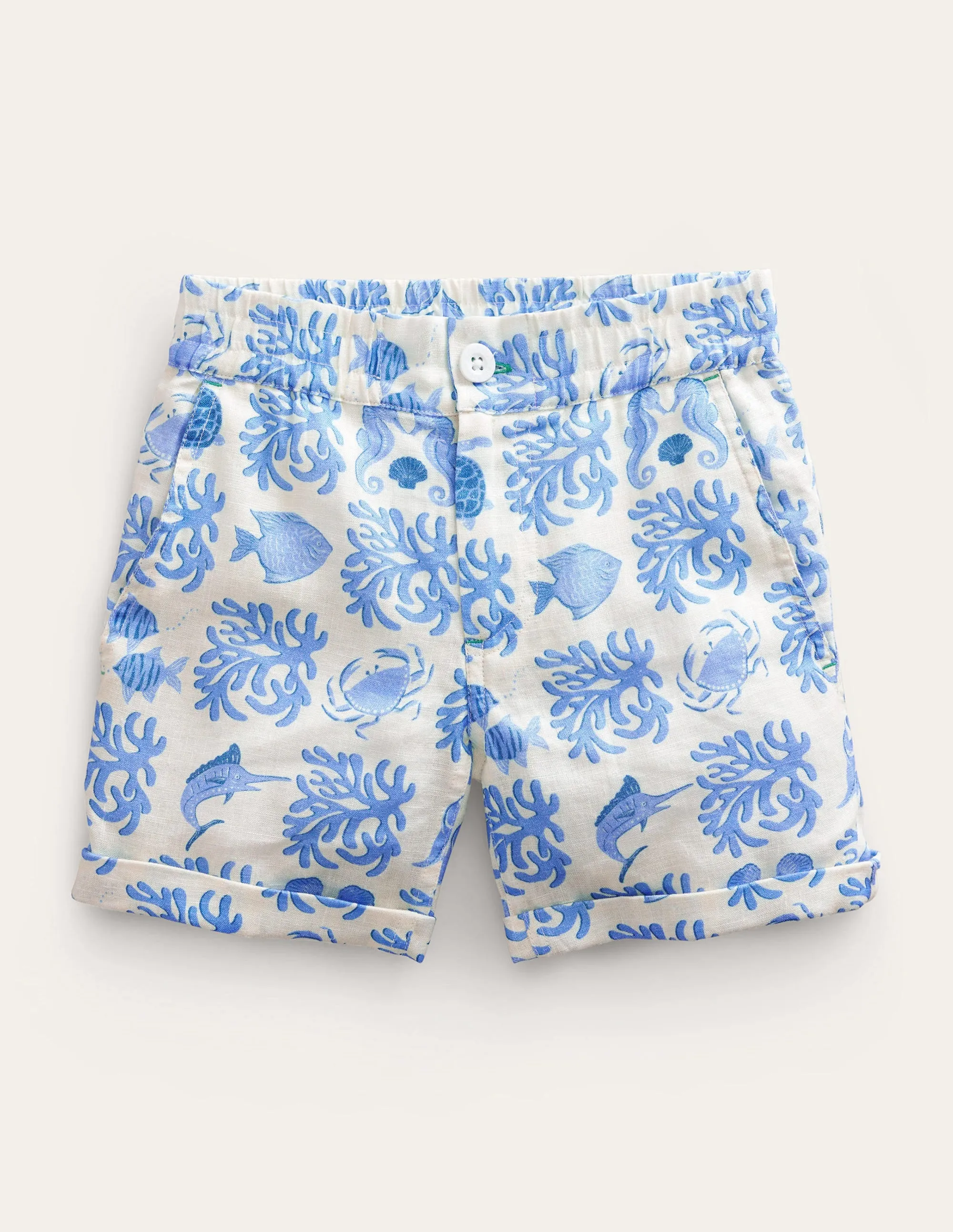 Smart Roll-Up Shorts-Provence Lagoon