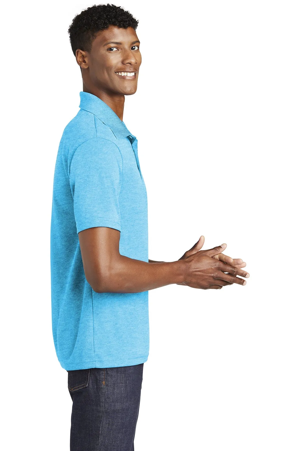 Sport-Tek PosiCharge Branded RacerMesh Polos, Pond Blue Heather