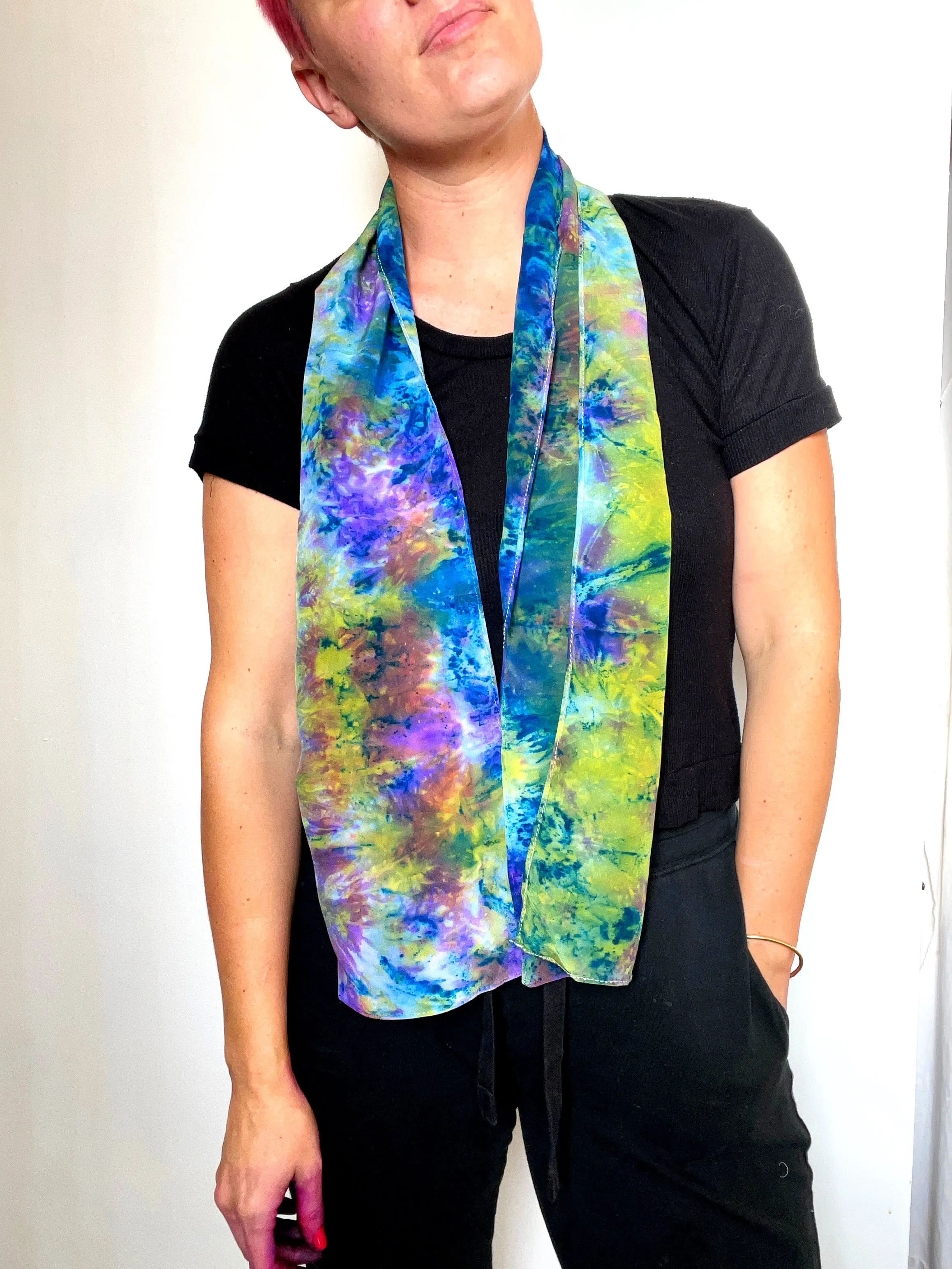 Stonewash crepe de chine silk scarf